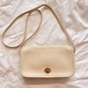 Vintage Coach Dinky Mini Bag Bone Brass Cream
